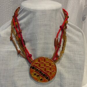 Chico’s Multicolor Beaded Necklace with Pendant